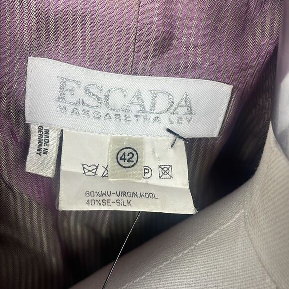 Escada Tan Long Silk Wool Blend Jacket - Picture 5 of 5